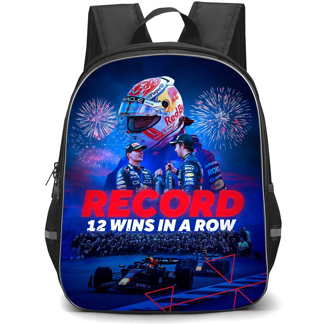 F1 Formula One Max Verstappen Backpack StudentPack - Max Verstappen Record 12 Wins A Row Poster
