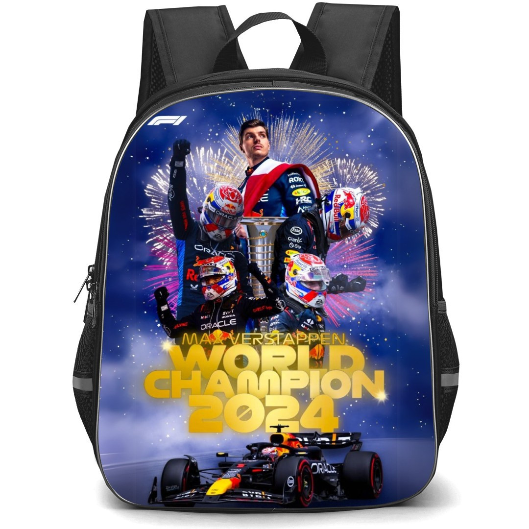 F1 Formula One Max Verstappen Backpack StudentPack - Max Verstappen World Champion 2024 Poster