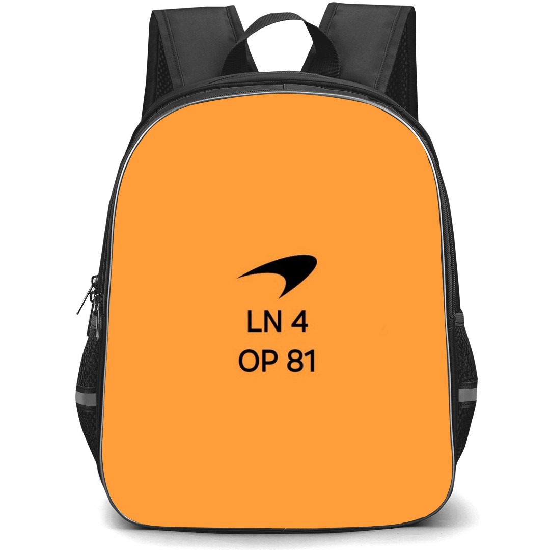F1 Formula One McLaren Backpack StudentPack - McLaren LN4 OP81 Logo On Orange Background