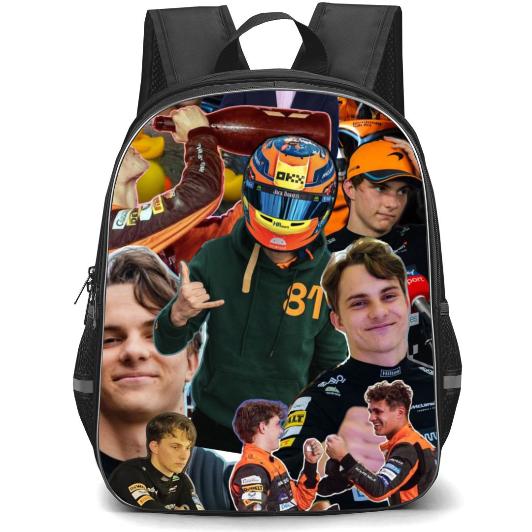 F1 Formula One Oscar Piastri Backpack StudentPack - Having Fun Collage Art