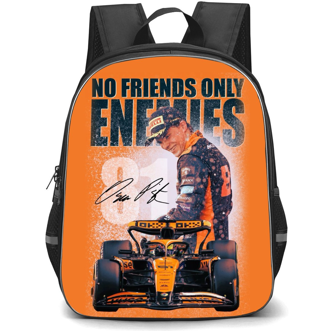 F1 Formula One Oscar Piastri Backpack StudentPack - Orange Quotes Art