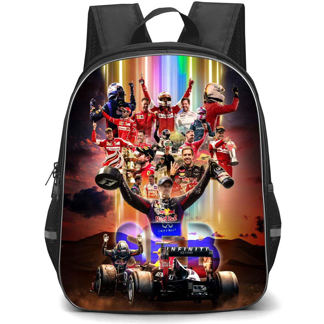 F1 Formula One Sebastian Vettel Backpack StudentPack - Sebastian Vettel F1 Champion Tribute Poster