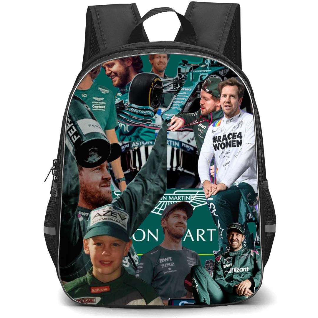 F1 Formula One Sebastian Vettel Backpack StudentPack - Sebastian Vettel Portrait Collage