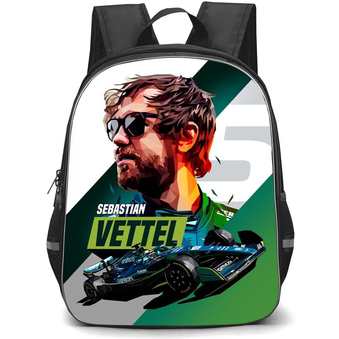 F1 Formula One Sebastian Vettel Backpack StudentPack - Sebastian Vettel Wpap Art The Final Lap Poster