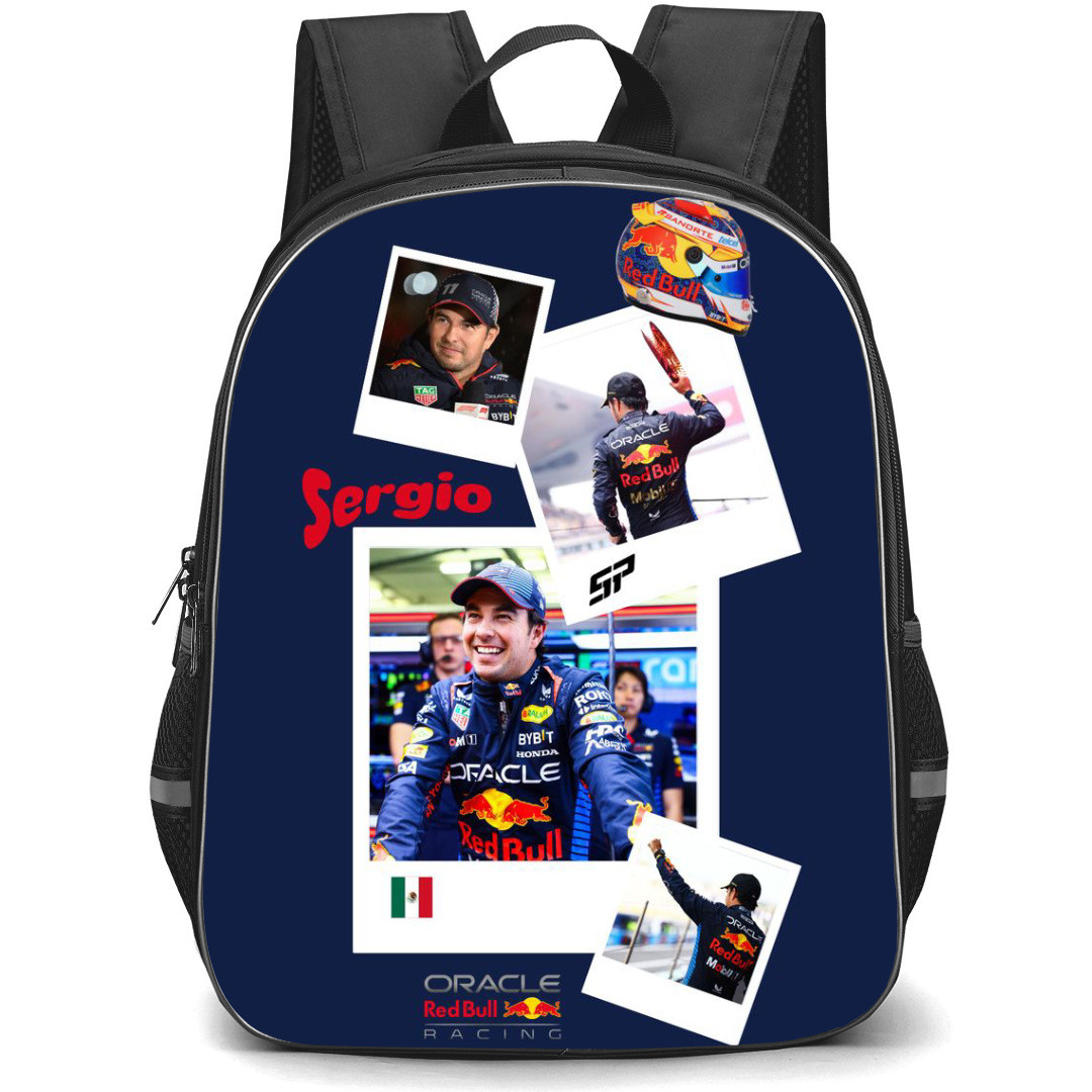 F1 Formula One Sergio Perez Backpack StudentPack - Polaroid Collage Art
