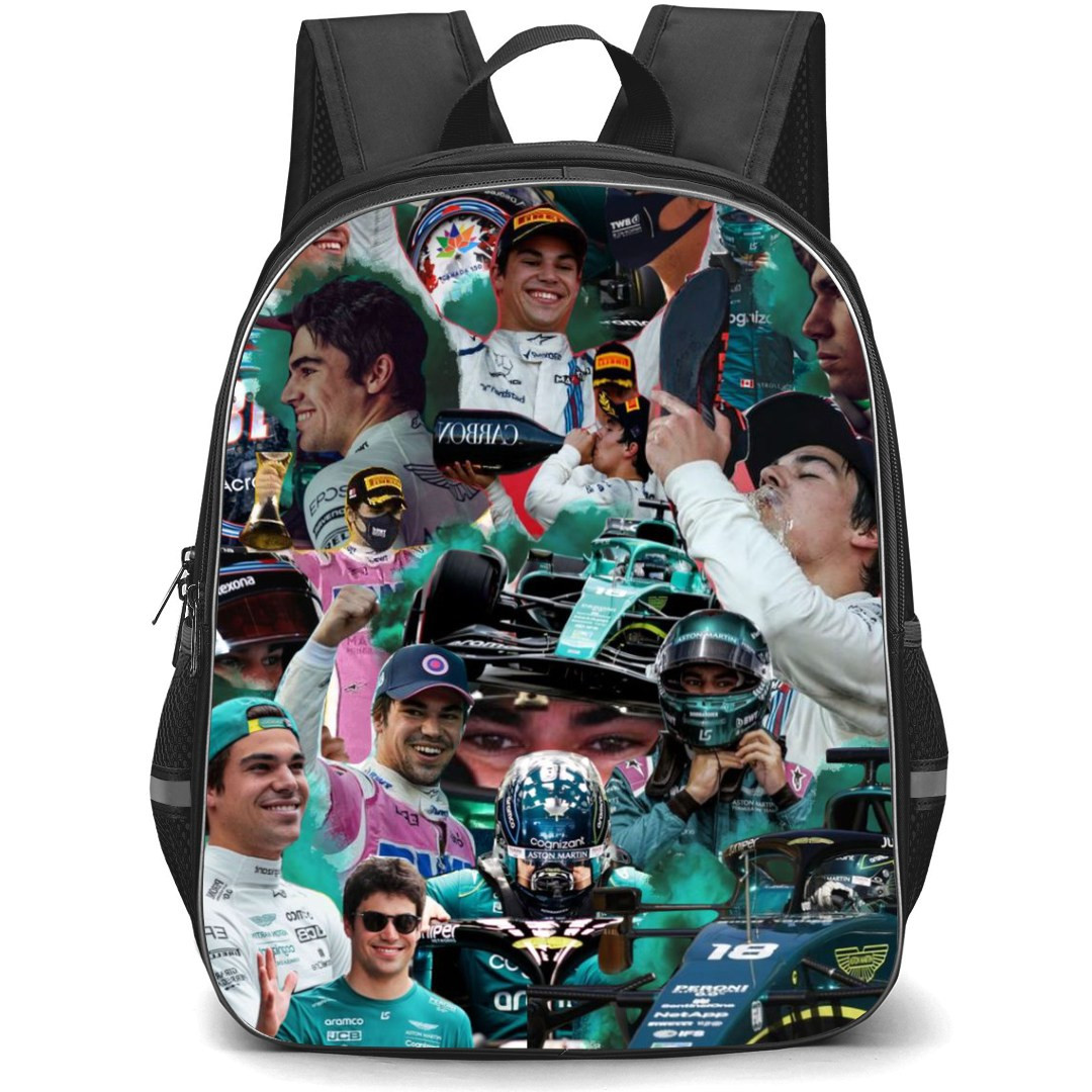 F1 Formula One Lance Stroll Backpack StudentPack -Greem Smoke Collage