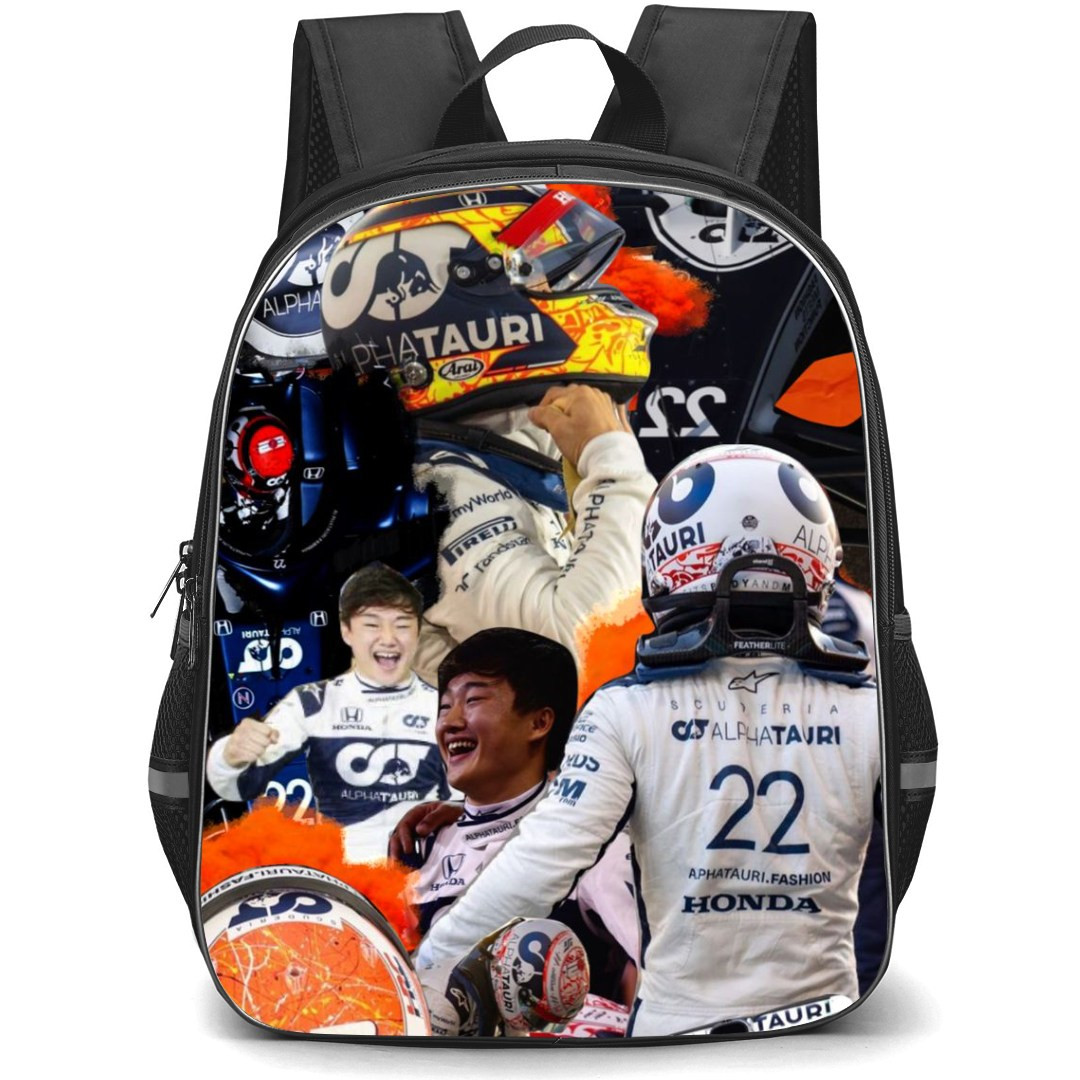 F1 Formula One Yuki Tsunoda Backpack StudentPack - Collage Art