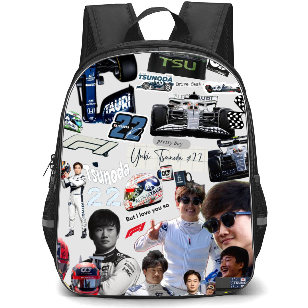 F1 Formula One Yuki Tsunoda Backpack StudentPack - Photos and Stickers Collage