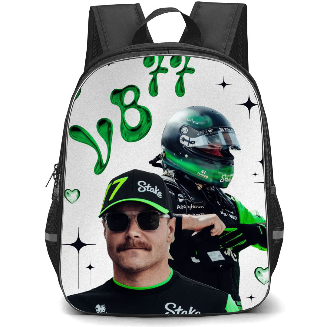 F1 Formula One Valtteri Bottas Backpack StudentPack - Y2k Poster Gray Background