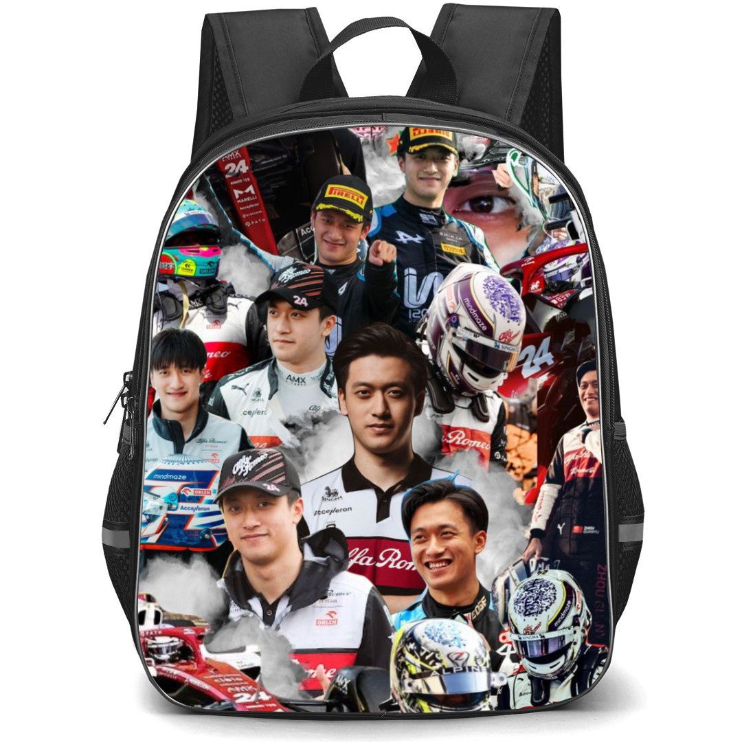 F1 Formula One Zhou Guanyu Backpack StudentPack - Collage Art