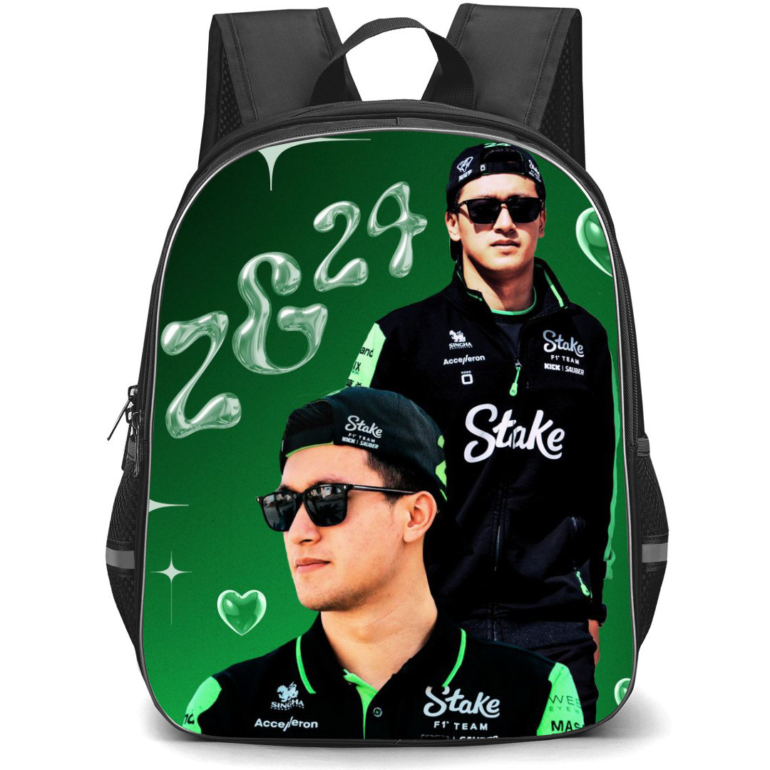 F1 Formula One Zhou Guanyu Backpack StudentPack - Minimalist Green Portait