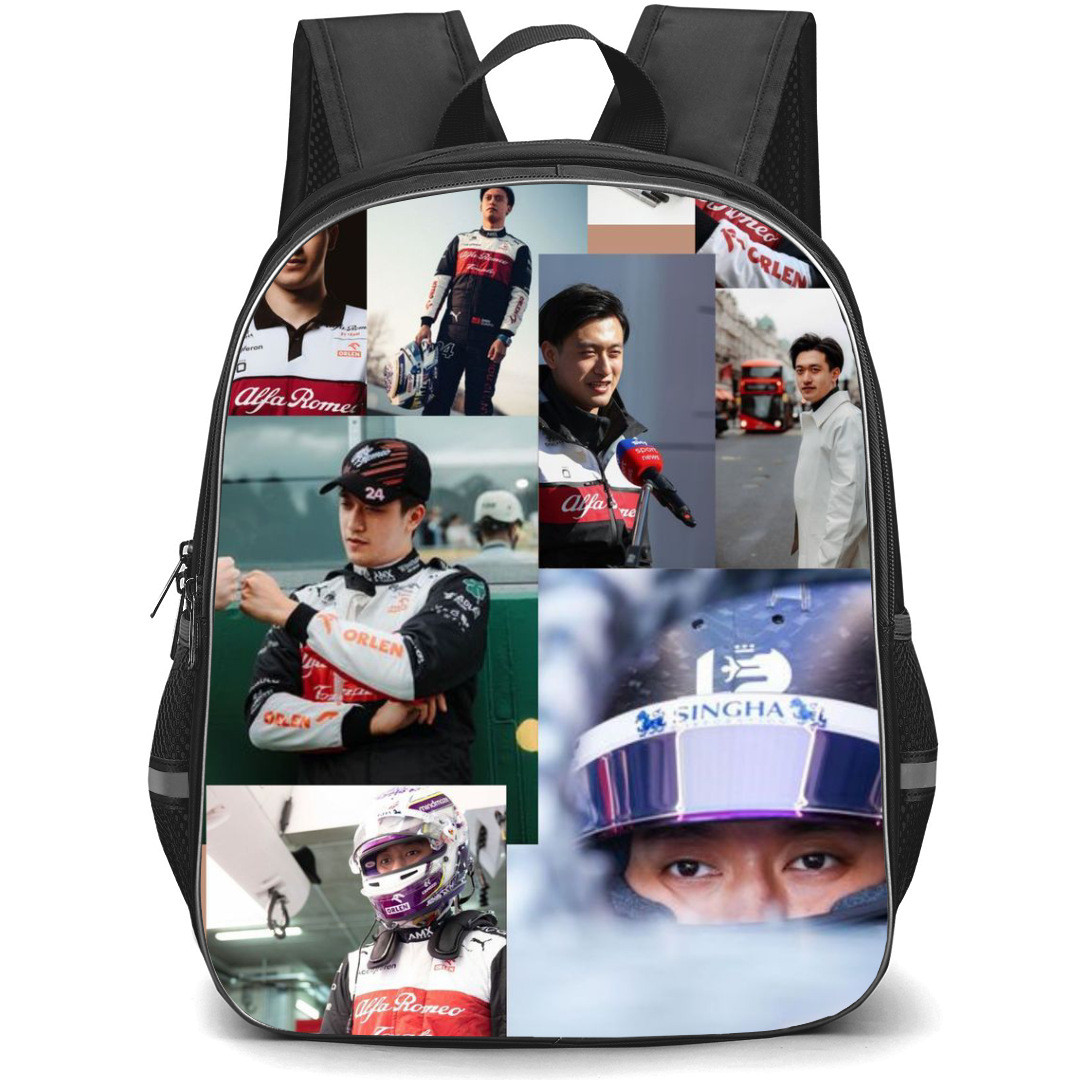 F1 Formula One Zhou Guanyu Backpack StudentPack - Photo Frame Collage