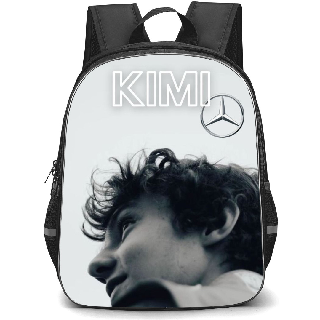 F1 Formula One Andrea Kimi Antonelli Backpack StudentPack - Andrea Kimi Antonelli Standing Back Grayscale Poster