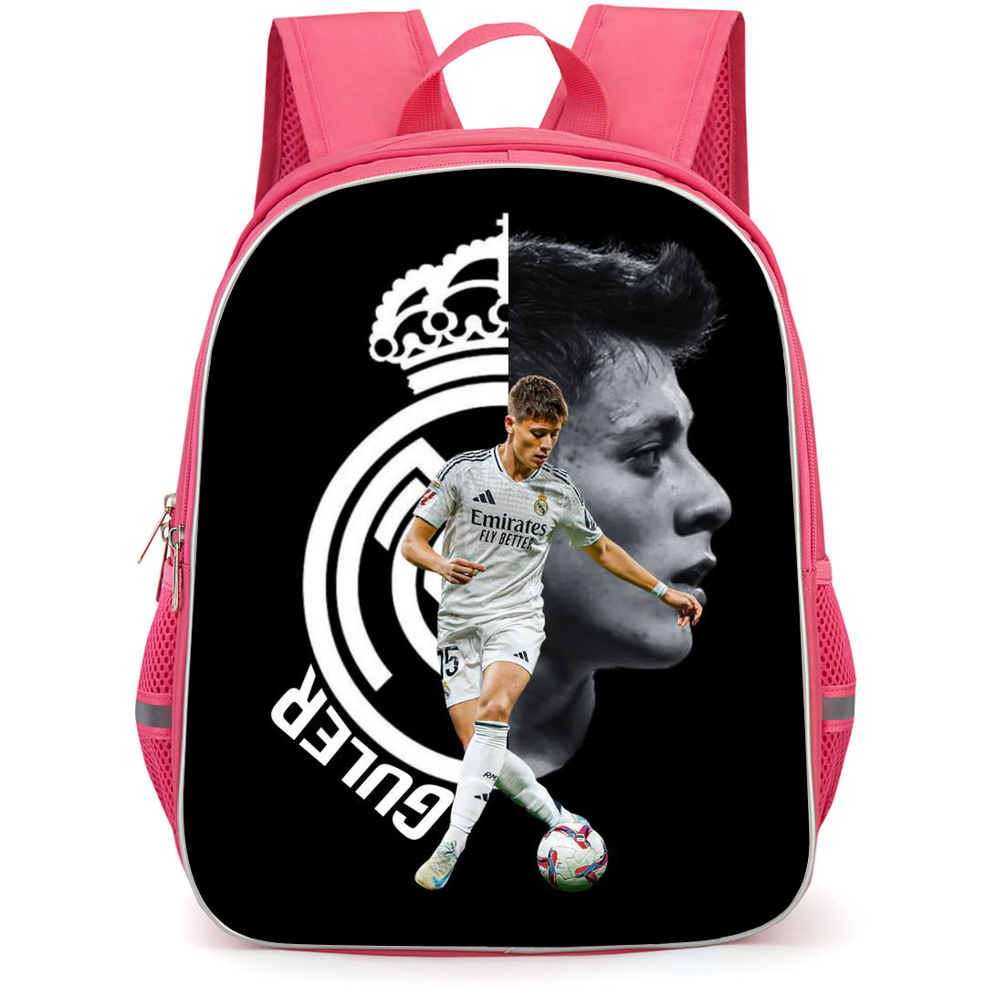 Arda Guler Backpack School Bag StudentPack - Arda Guler Real Madrid Crest Dribbling Art Black Background
