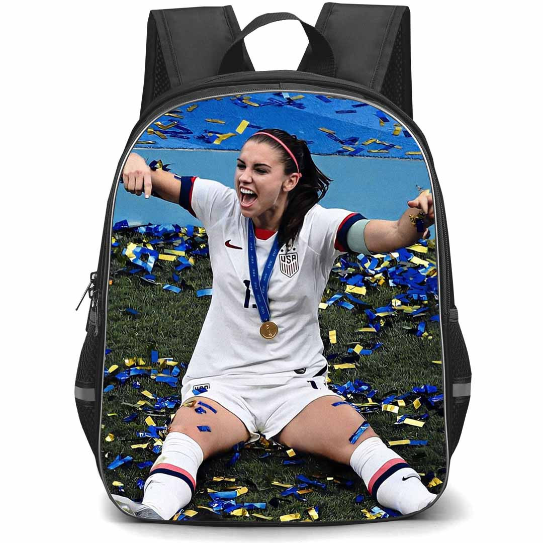 Alex Morgan Backpack StudentPack - Alex Morgan United States Women's National Football Celebration Sitting On the Field