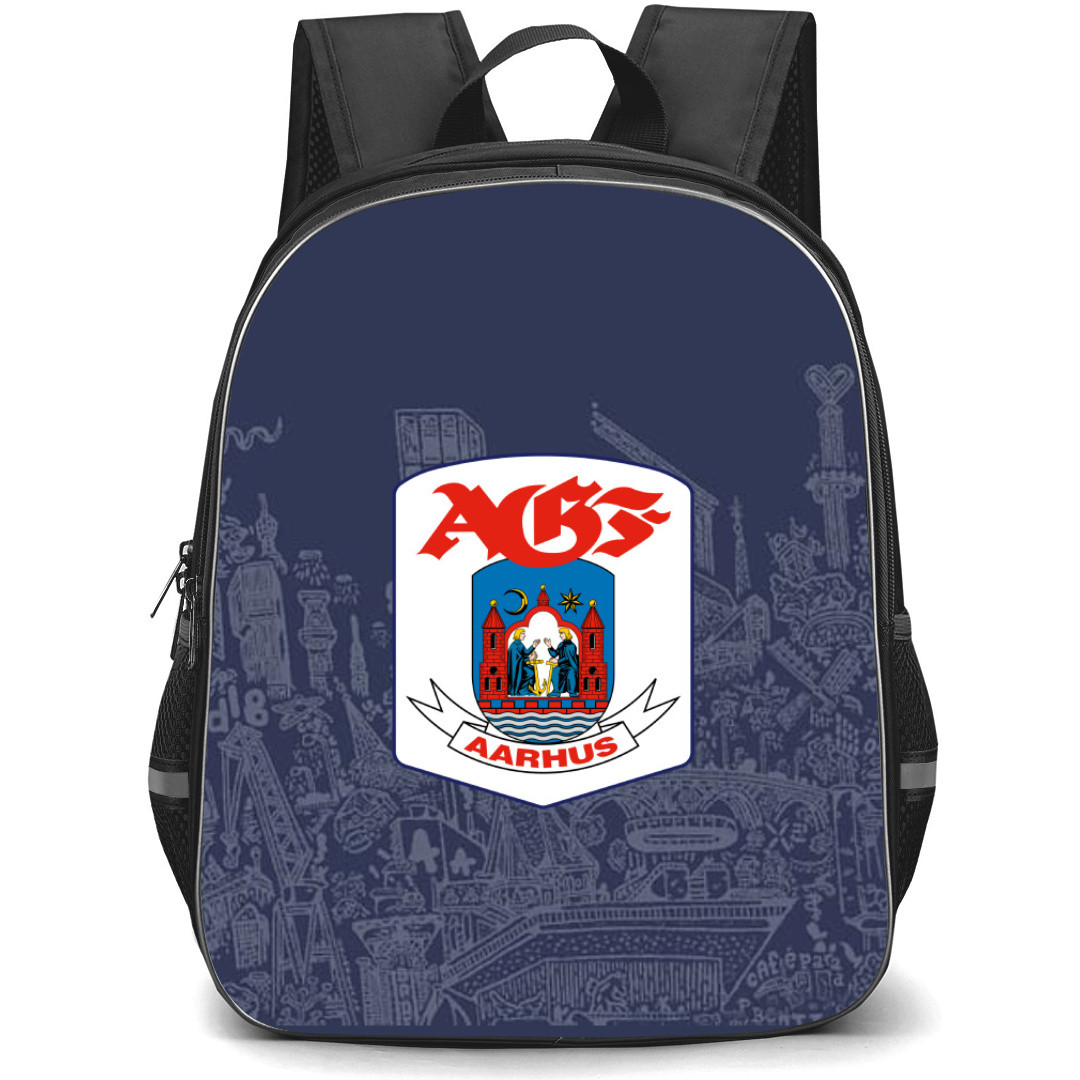 AGF Aarhus Football Club Backpack School Bag StudentPack - Logo Illustration In Blue Background