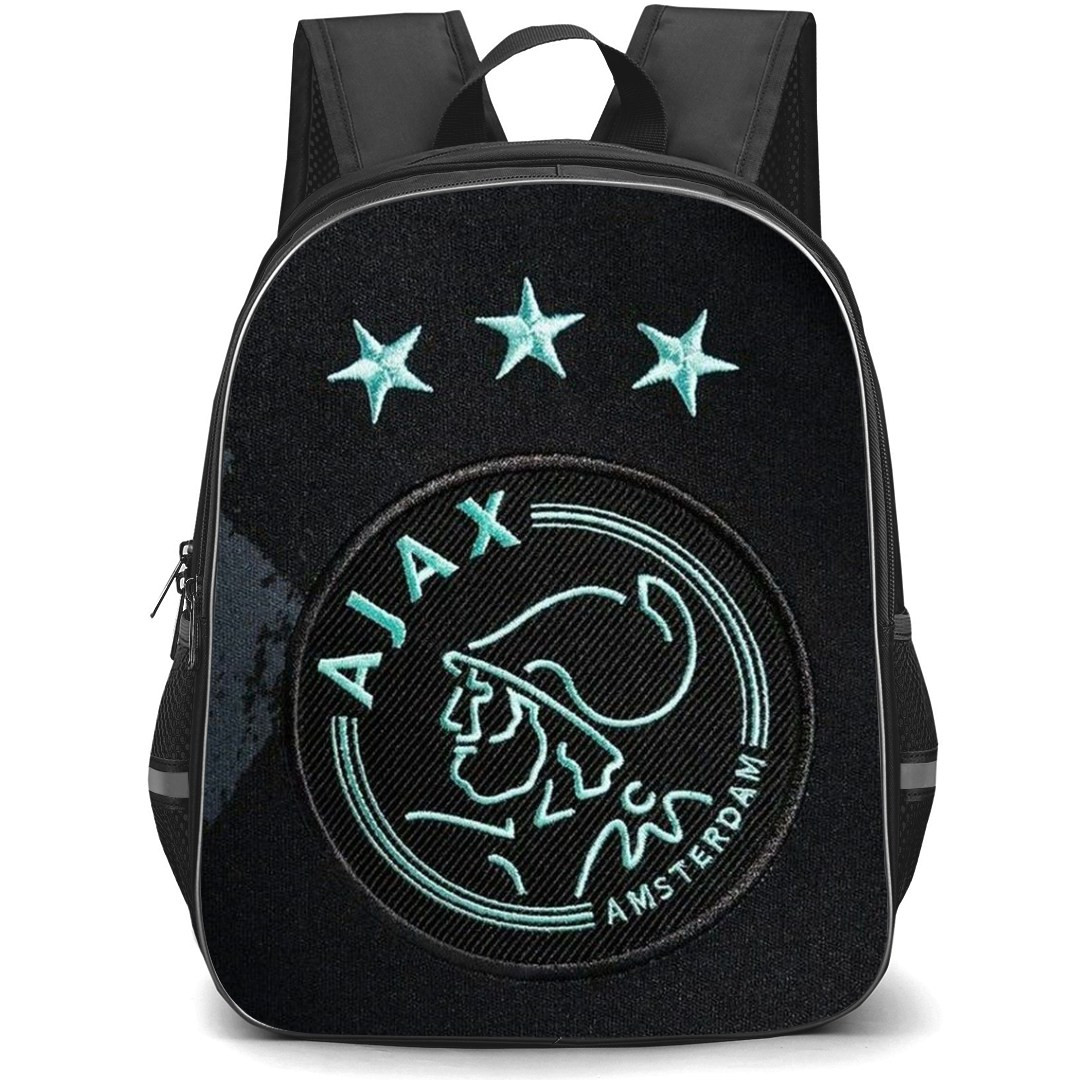 AFC Ajax Backpack StudentPack - Ajax Logo 3 Stars Black and Blue Background