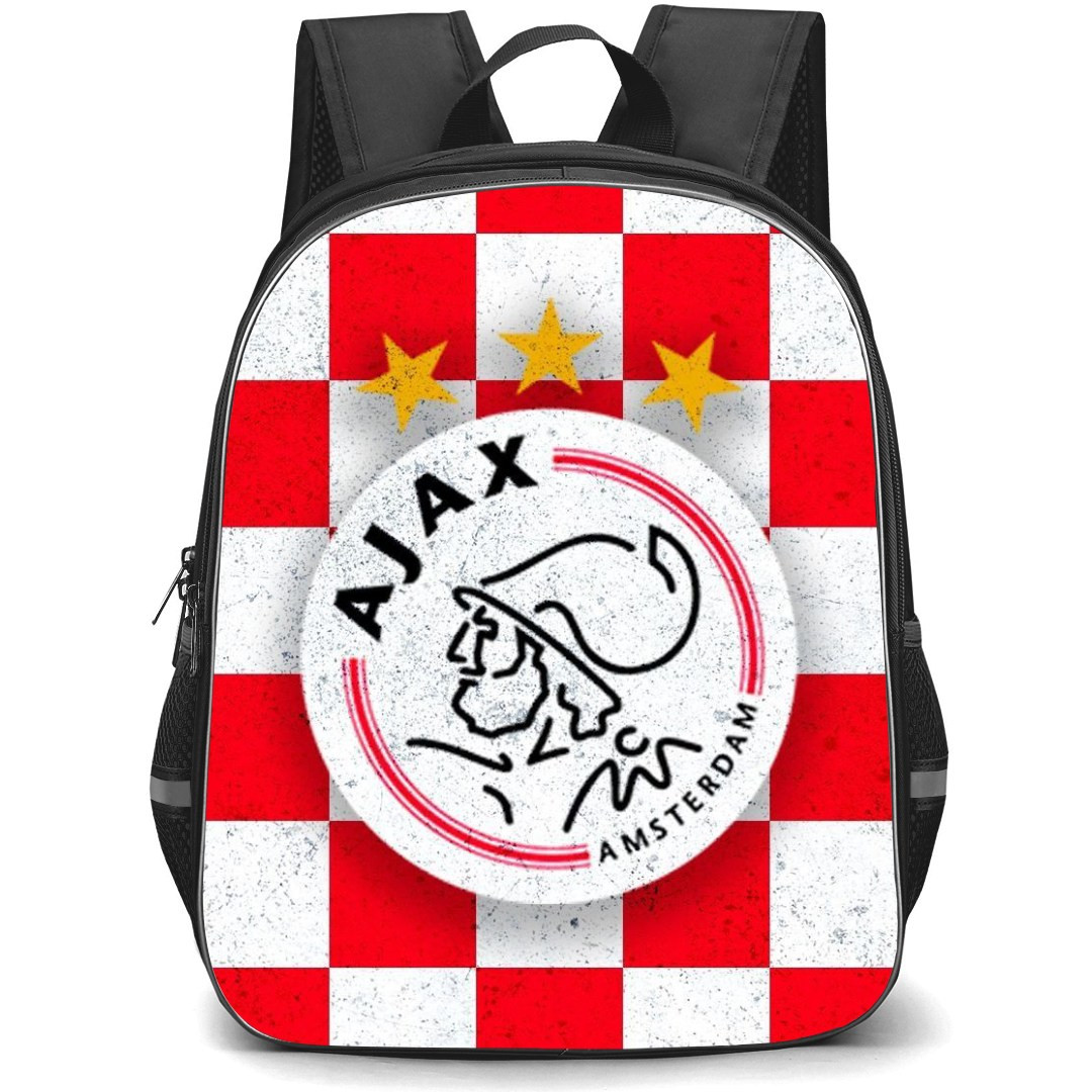 AFC Ajax Backpack StudentPack - Ajax Logo 3 Stars White and Red Background