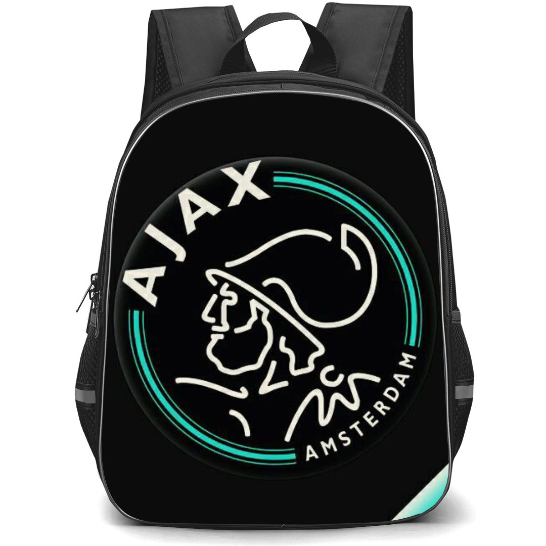 AFC Ajax Backpack StudentPack - Ajax Logo Black and Blue Background