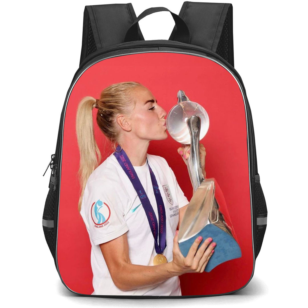 Alex Greenwood Backpack StudentPack - Alex Greenwood England Women's National Football Kissing Trophy On Red Background