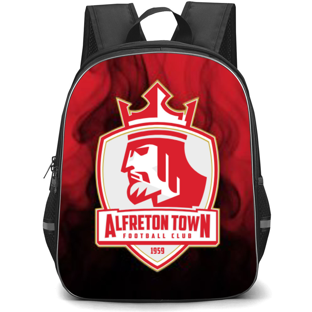 National League North Alfreton Town Backpack School Bag StudentPack - Large Logo In Red And Black Flame Background