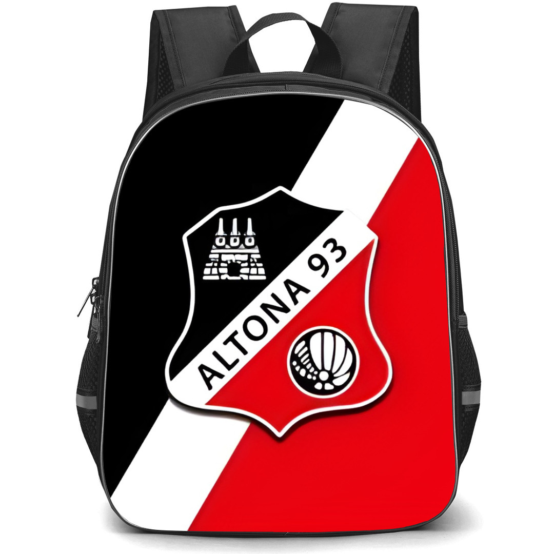 Altona 93 Football Club Backpack School Bag StudentPack - Logo In Black White And Red Background