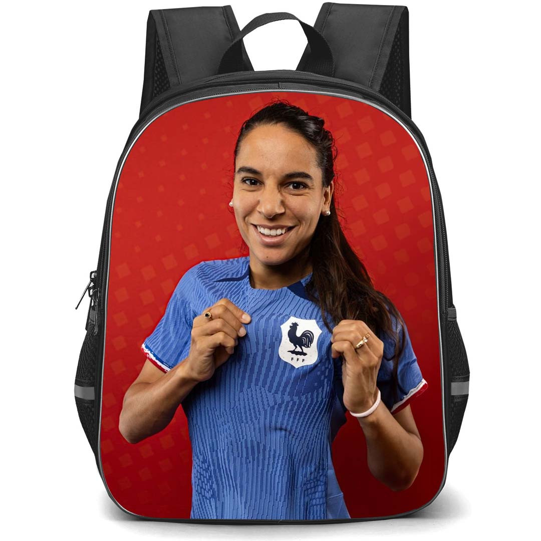 Amel Majri Backpack StudentPack - Amel Majri France Women's National Football Showing Team Logo On Red Background