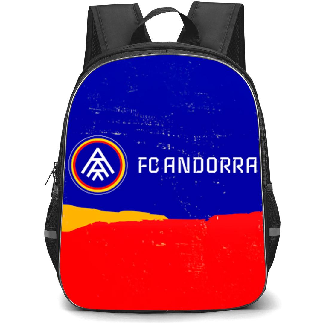 FC Andorra Backpack School Bag StudentPack - FC Andorra Logo On Blue Red Background Football Club