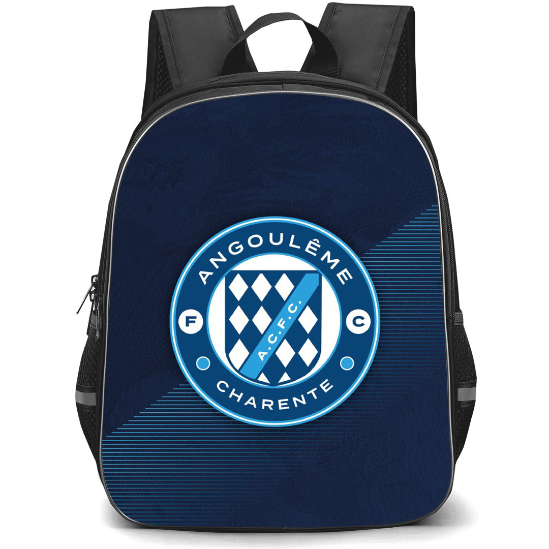 Angouleme Charente Backpack School Bag StudentPack - Logo In Blue Line Stripe Background Football Club