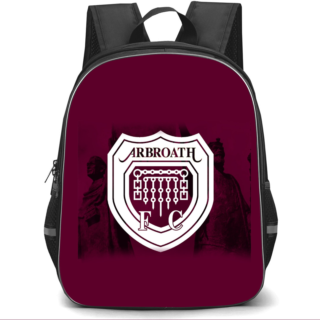 Arbroath Backpack School Bag StudentPack - Logo Purple Statue Background Football Club
