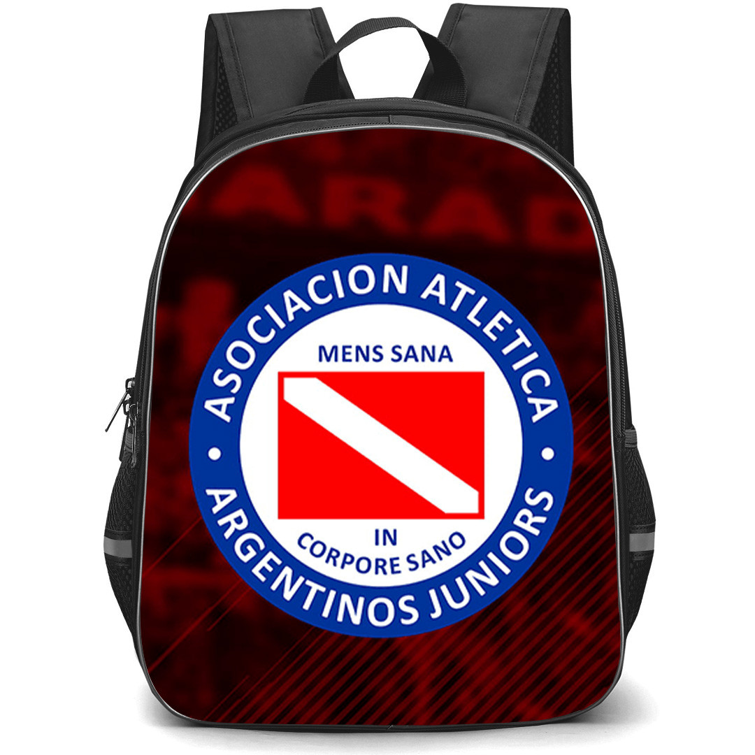 Asociacion Atletica Argentinos Juniors Backpack School Bag StudentPack - Asociacion Atletica Argentinos Juniors Stadium With Logo Diagonal Stripe Red Effect