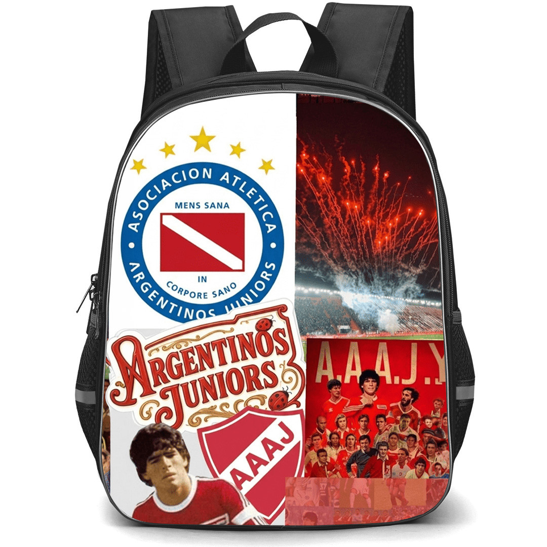 Asociacion Atletica Argentinos Juniors Backpack School Bag StudentPack - Asociacion Atletica Argentinos Juniors Stadium Crowd Fireworks Background With Logo