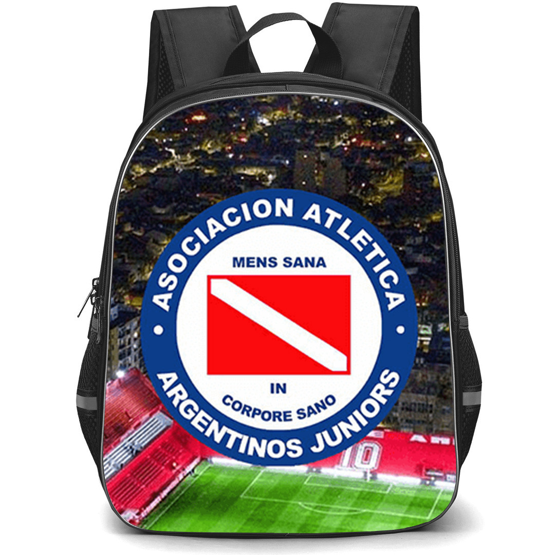 Asociacion Atletica Argentinos Juniors Backpack School Bag StudentPack - Asociacion Atletica Argentinos Juniors Stadium View with Logo Sunset Effect
