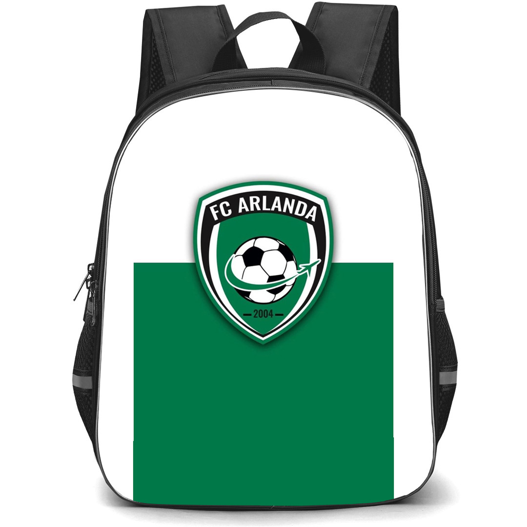 FC Arlanda Backpack School Bag StudentPack - FC Arlanda Logo On White And Green Background Football Club
