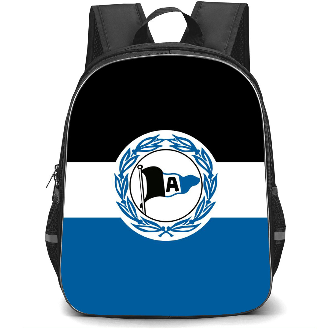 Arminia Bielefeld Backpack School Bag StudentPack - Logo In Black White And Blue Stripe Background Football Club