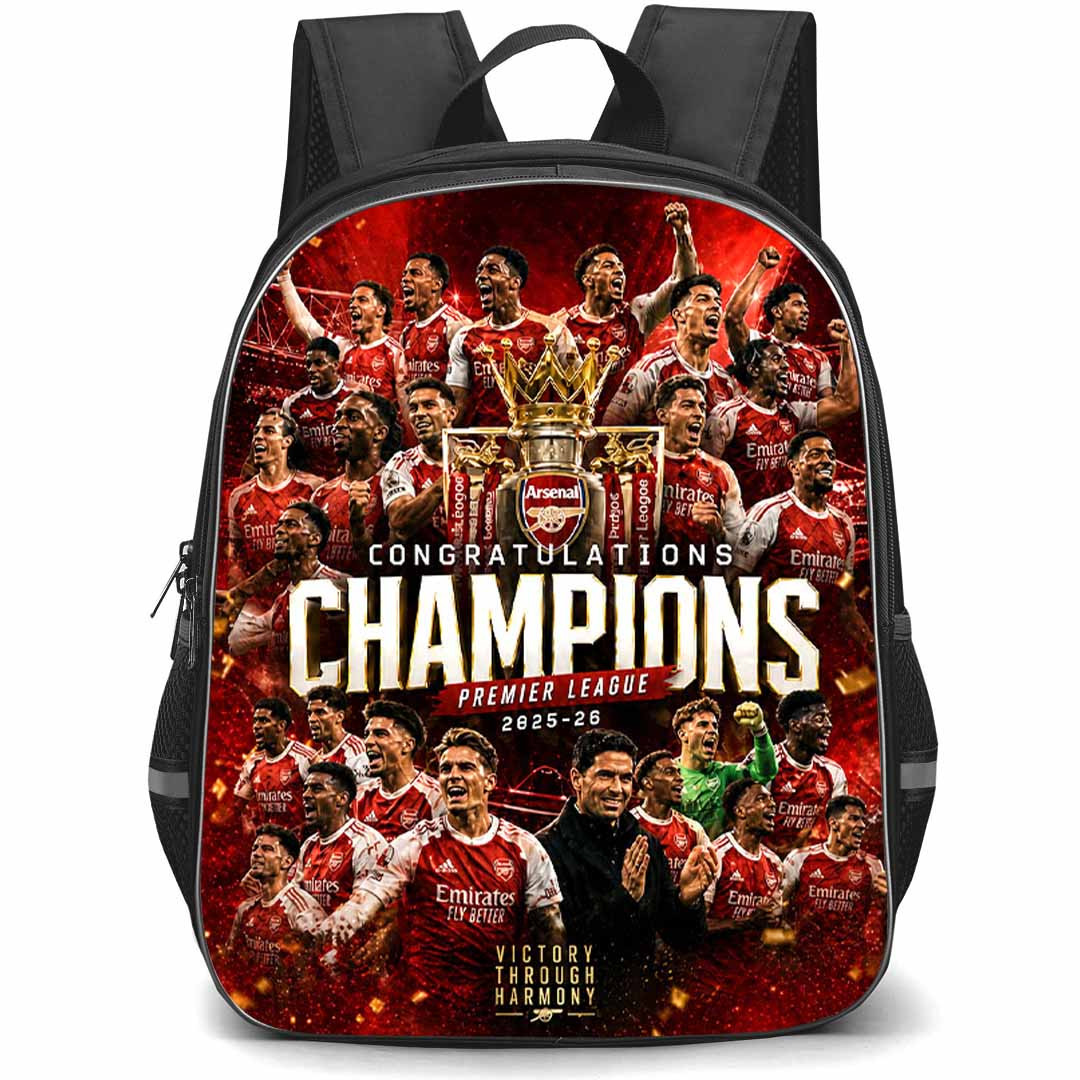Arsenal Premier League Champion Backpack School Bag StudentPack - Arsenal Premier League Champion Victory Through Harmony Poster