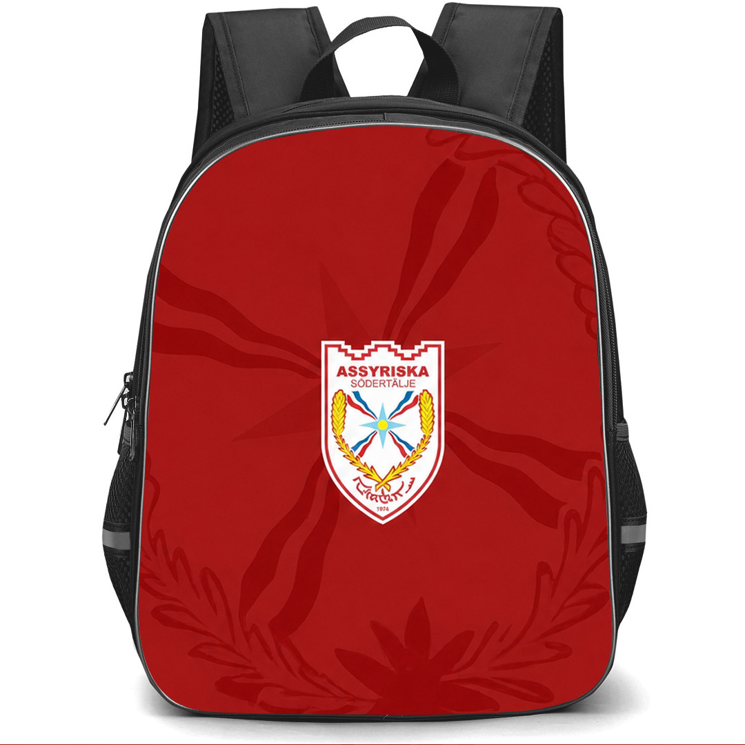 Assyriska FF Backpack School Bag StudentPack - Assyriska FF Logo On Red Background Football Club