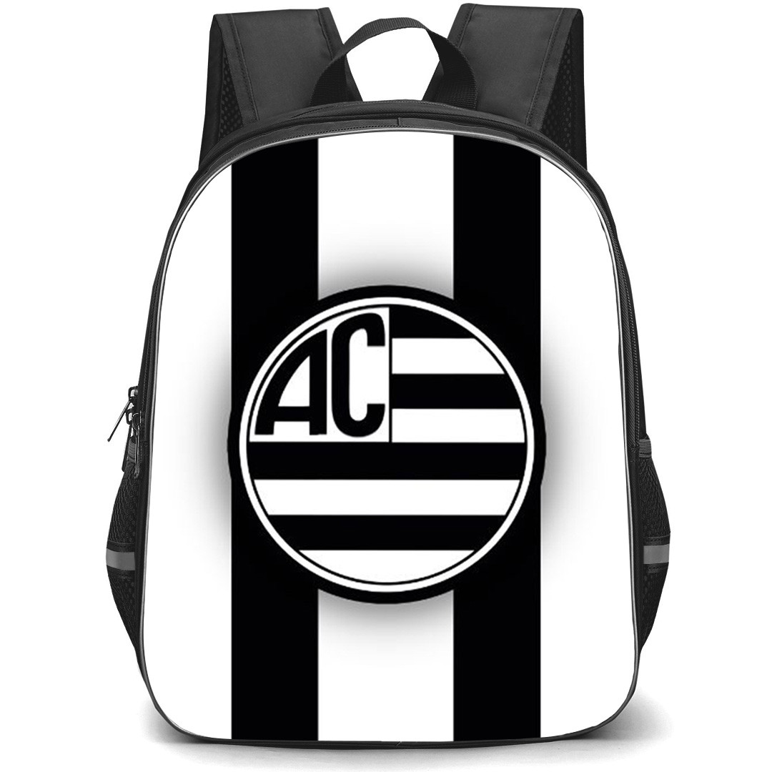 Athletic Club MG Backpack School Bag StudentPack - Athletic Club MG Logo with Black and White Vertical Stripe