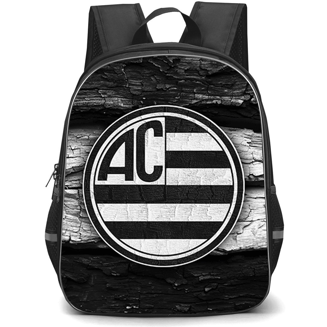 Athletic Club MG Backpack School Bag StudentPack - Athletic Club MG Logo with Black and White Wood Texture Effect