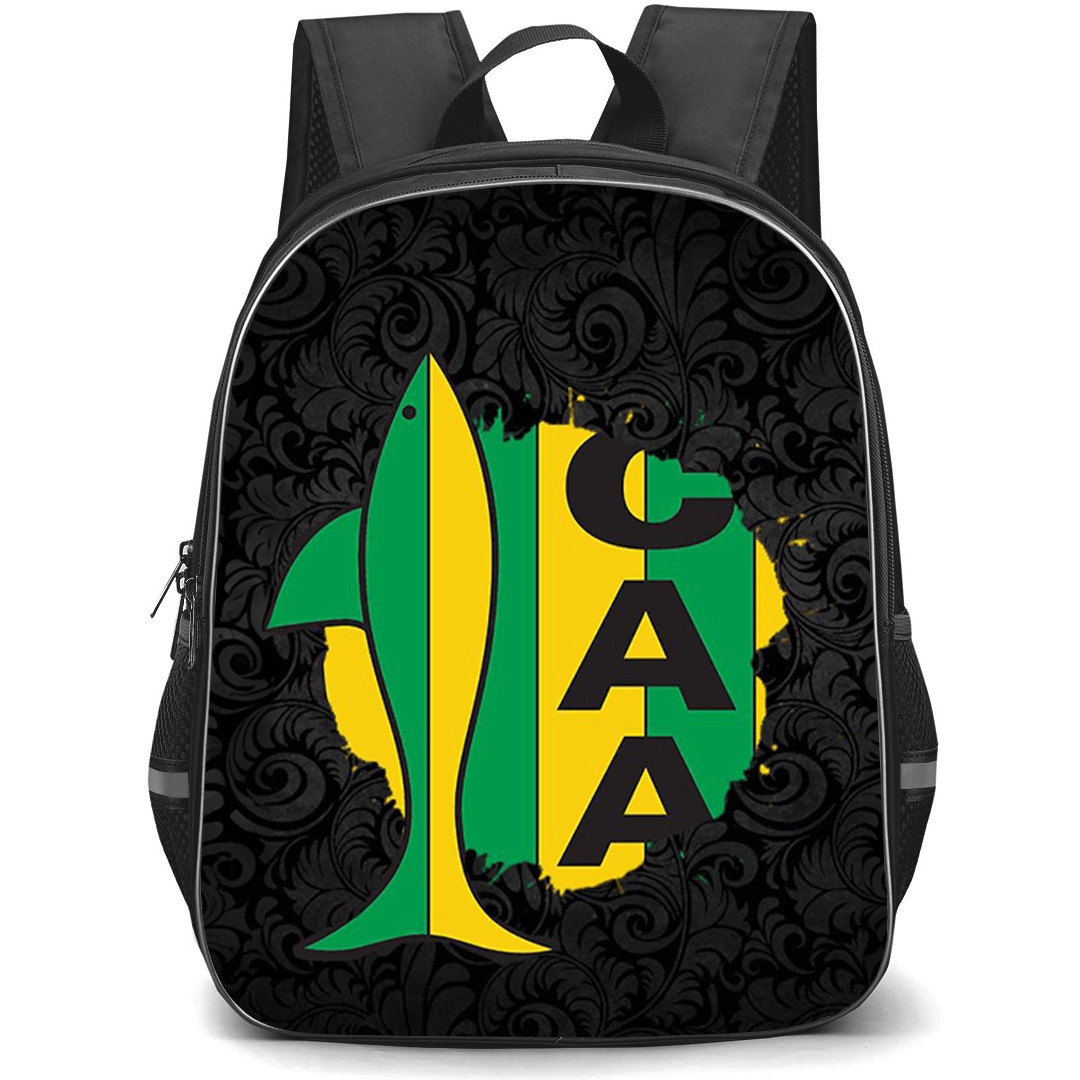 Club Atletico Aldosivi Backpack School Bag StudentPack - Club Atletico Aldosivi Floral Pattern Background With Logo Splash Green Effect
