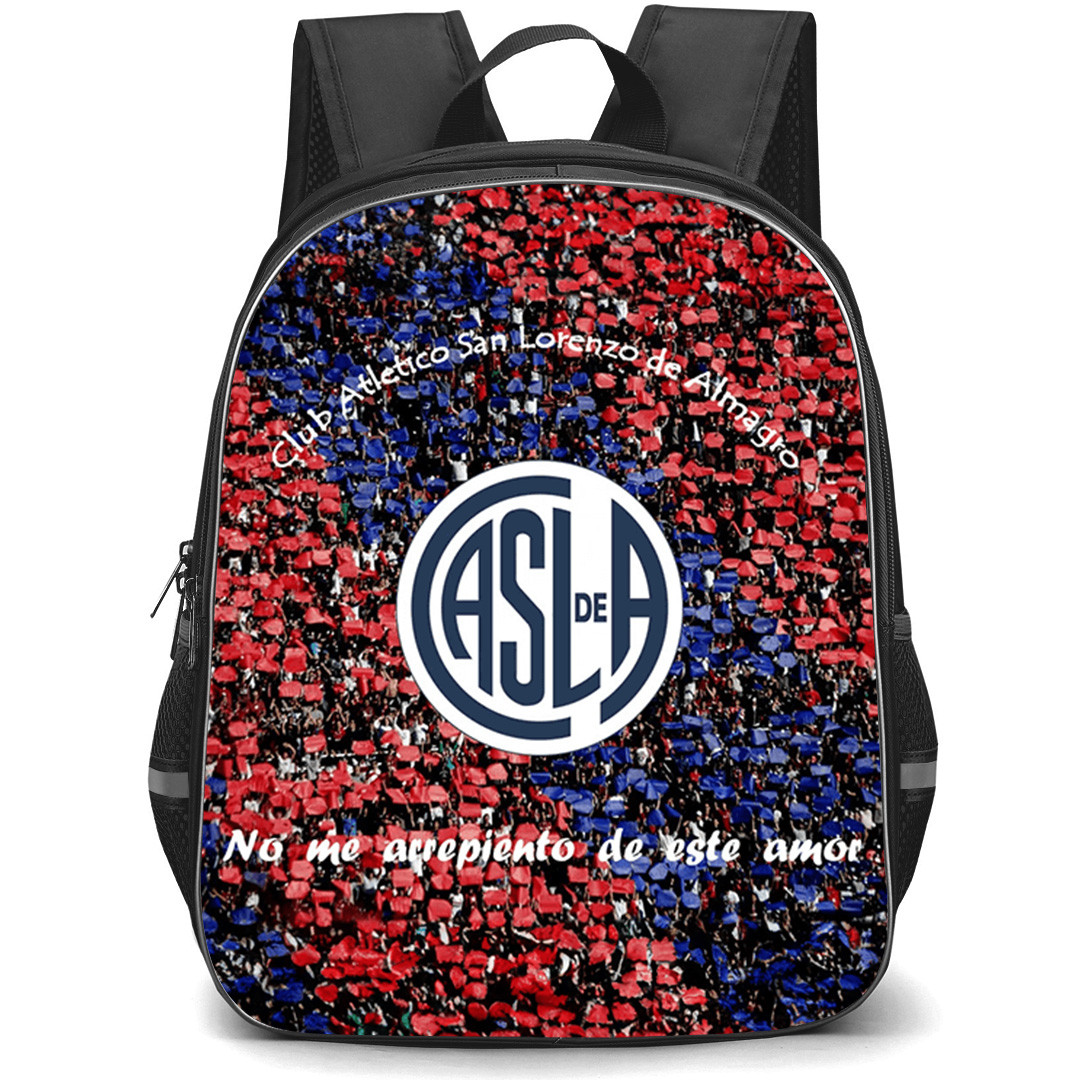Club Atletico San Lorenzo de Almagro Backpack School Bag StudentPack - Club Atletico San Lorenzo de Almagro Stadium Crowd of Fans with Logo Diagonal Stripe