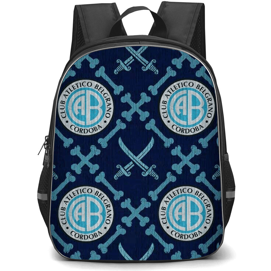Club Atletico Belgrano Backpack School Bag StudentPack - Club Atletico Belgrano Logo and Symbols Pattern Effect