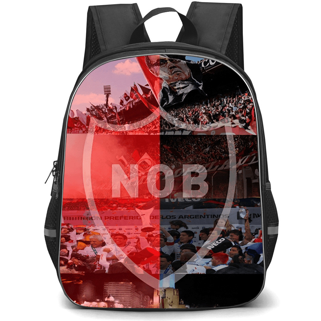Club Atletico Newell's Old Boys Backpack School Bag StudentPack - Club Atletico Newell's Old Boys Stadium with Logo Quad Split Red Effect