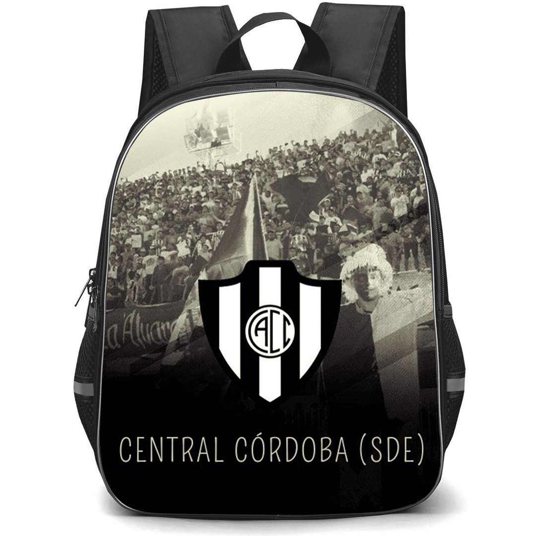 Club Atletico Central Cordoba Backpack School Bag StudentPack - Club Atletico Central Cordoba Stadium with Logo Diagonal Stripe Silhouette Effect