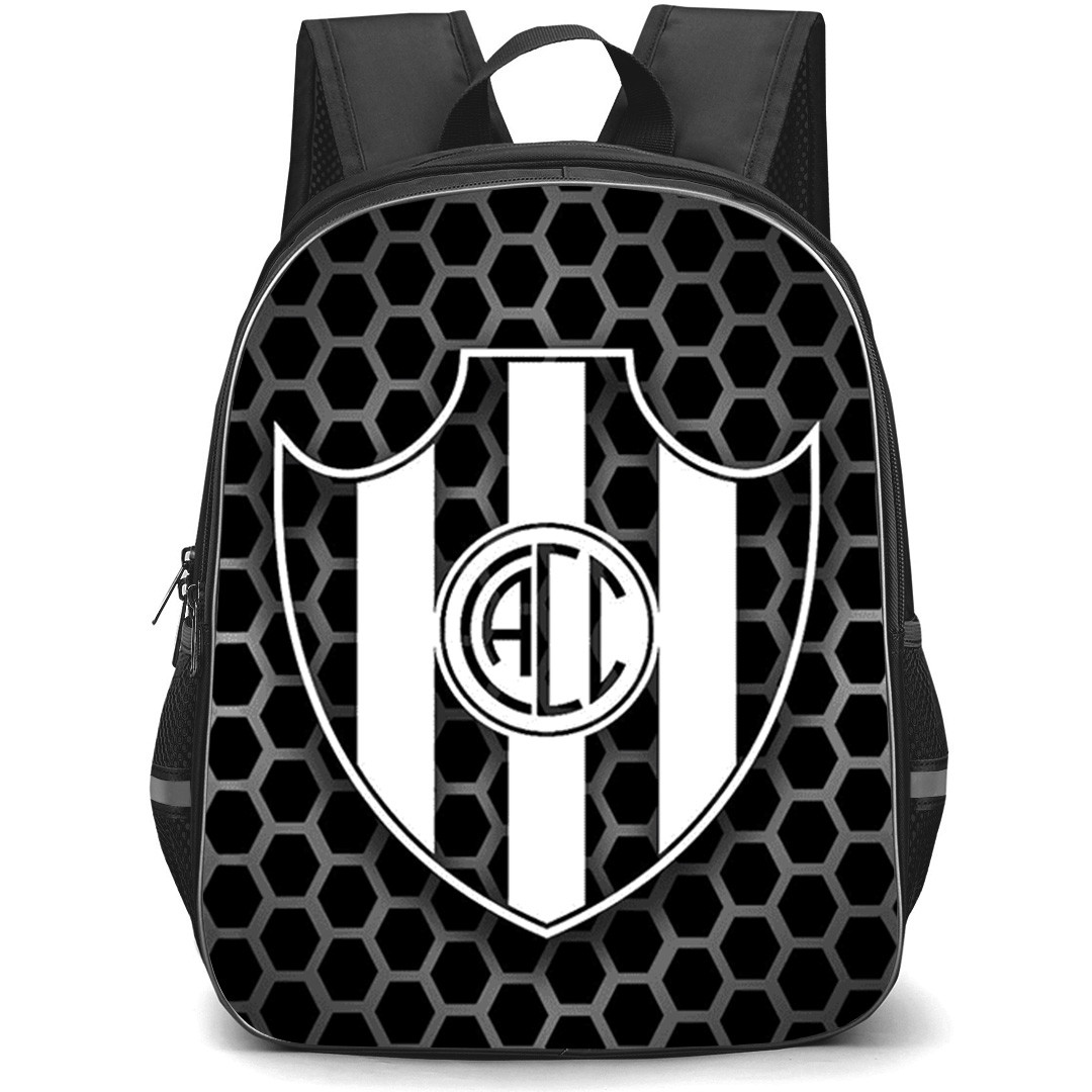 Club Atletico Central Cordoba Backpack School Bag StudentPack - Club Atletico Central Cordoba Hexagon Pattern with Logo Black Effect
