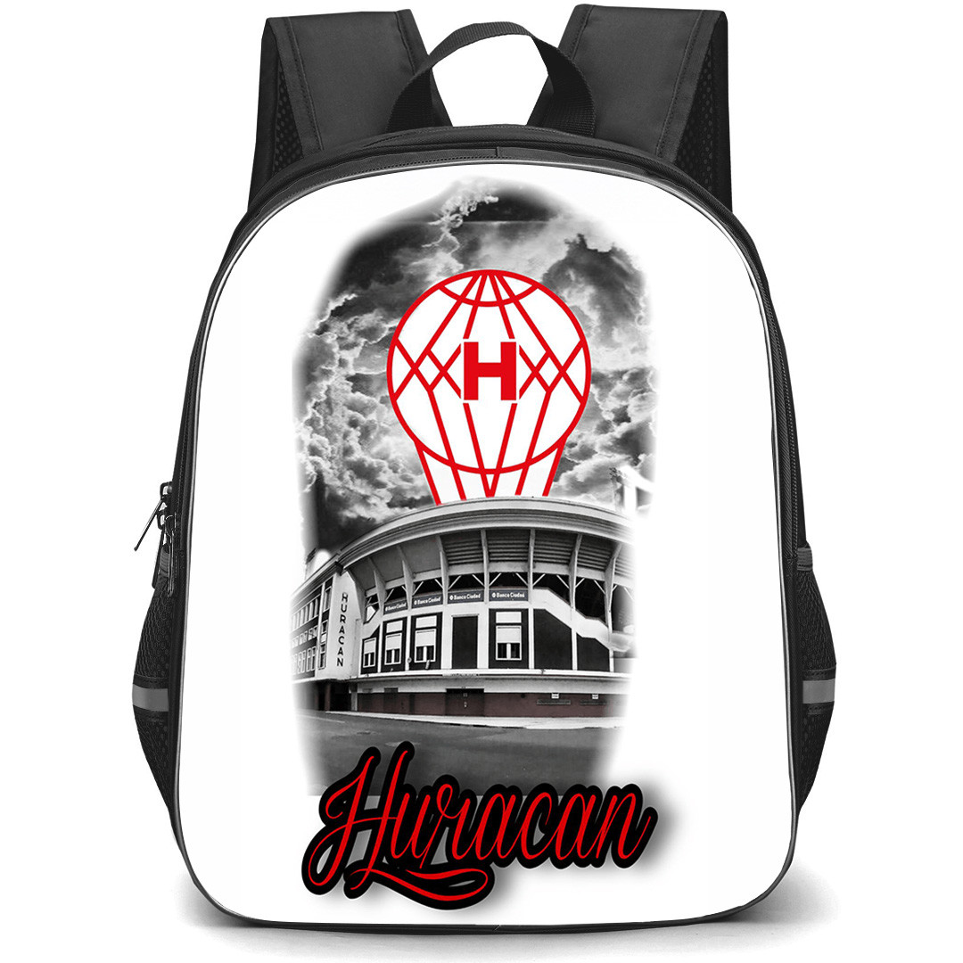 Club Atletico Huracan Backpack School Bag StudentPack - Club Atletico Huracan Stadium with Logo Cloud Burst Effect