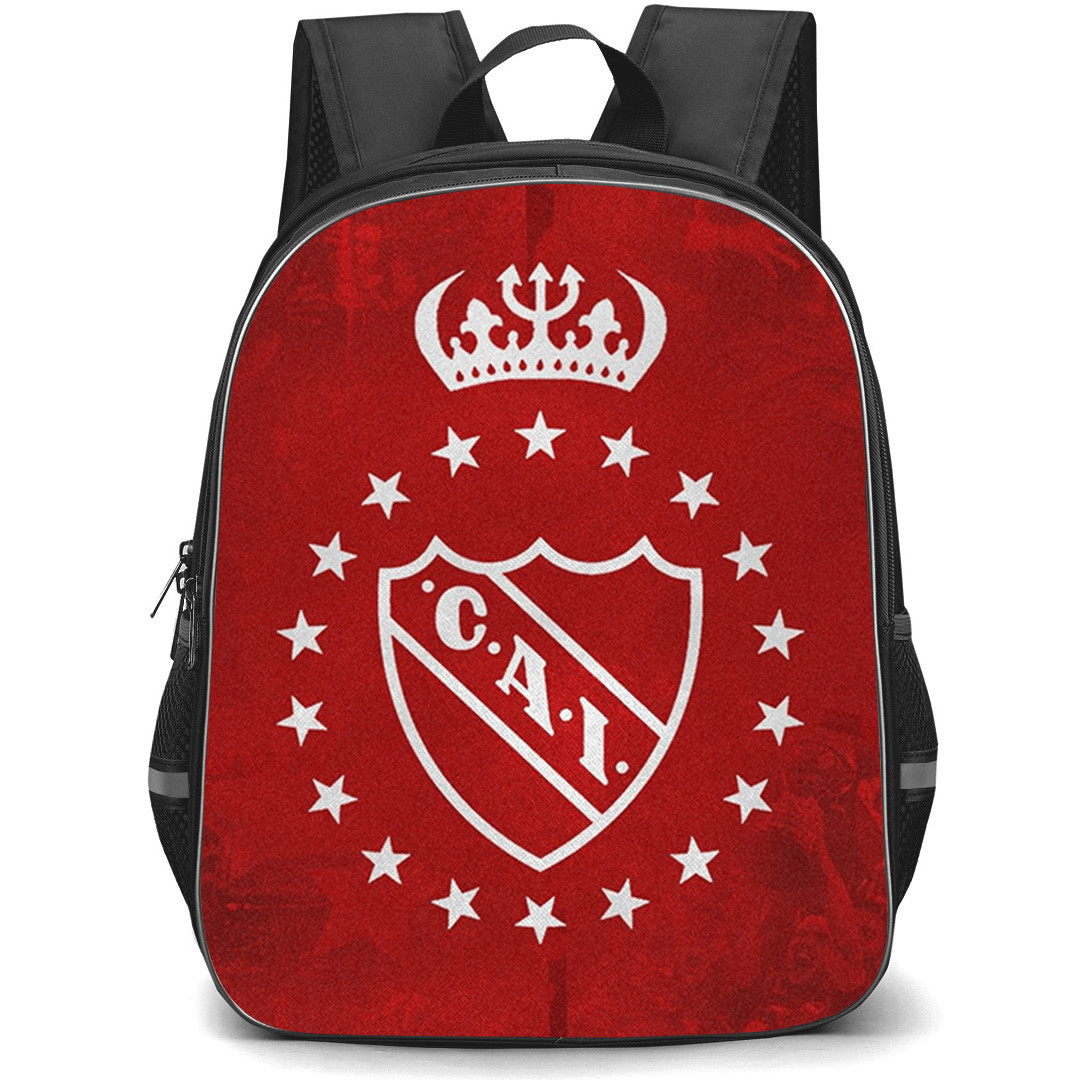 Club Atletico Independiente Backpack School Bag StudentPack - Club Atletico Independiente Stadium with Star Crown Logo Red Effect