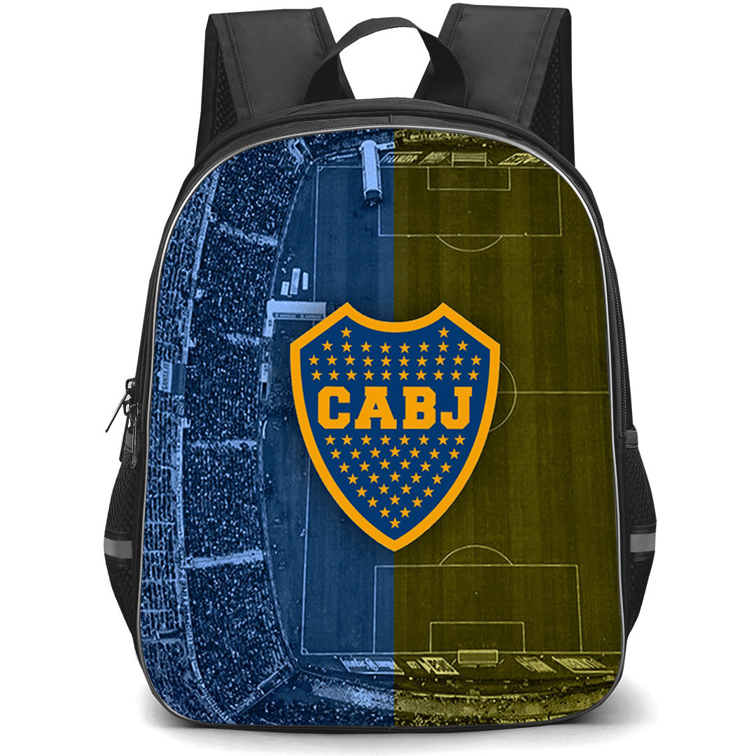 Club Atletico Boca Juniors Backpack School Bag StudentPack - Club Atletico Boca Juniors Stadium with Logo Dual Shade Effect