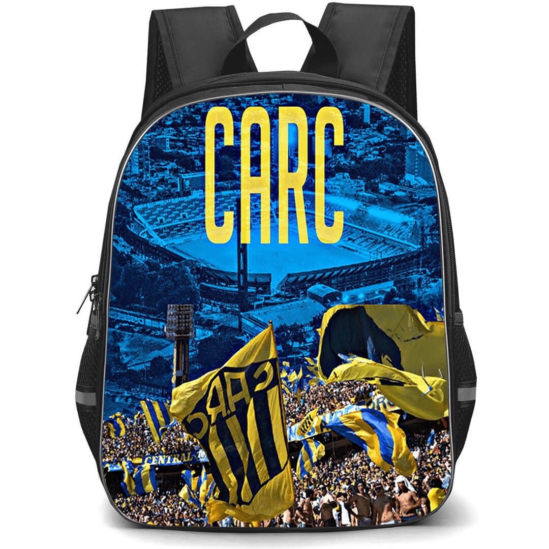 Club Atletico Rosario Central Backpack School Bag StudentPack - Club Atletico Rosario Central Stadium with Logo City Crowd Effect