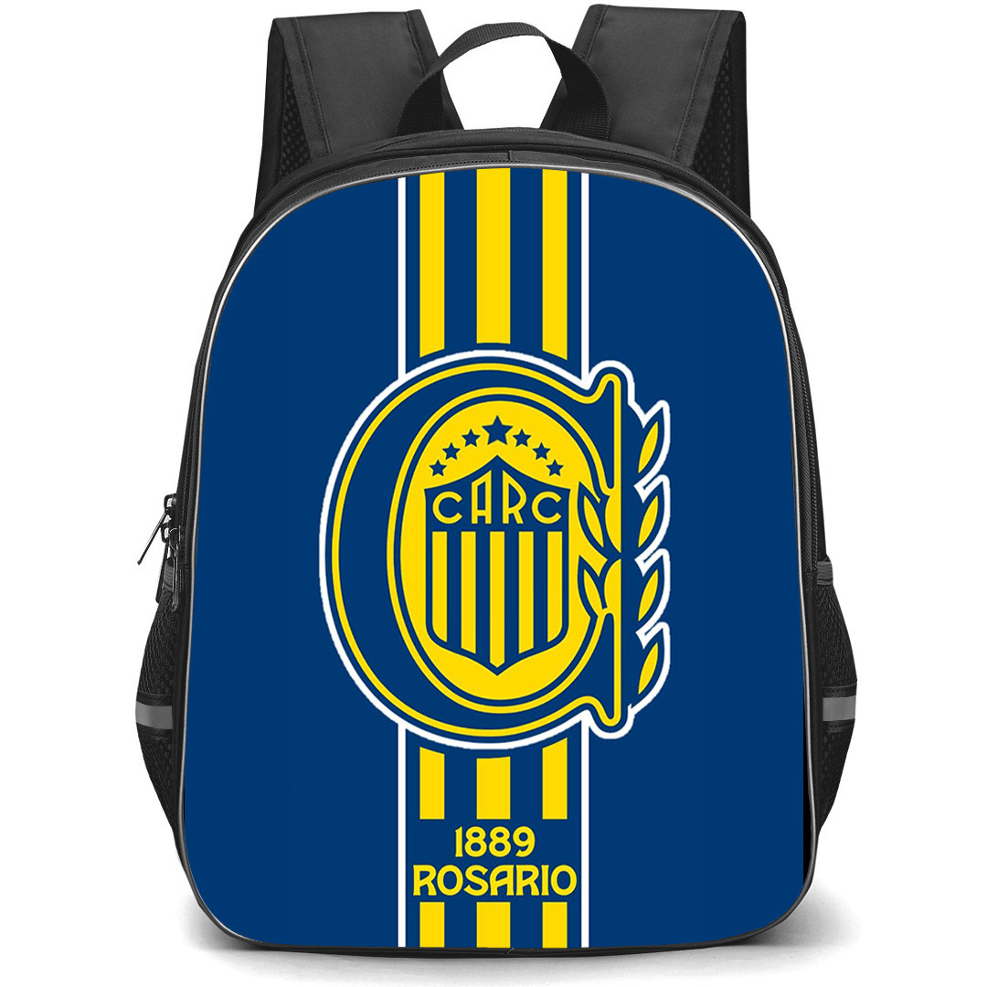 Club Atletico Rosario Central Backpack School Bag StudentPack - Club Atletico Rosario Central Logo with Yellow Vertical Stripe Effect